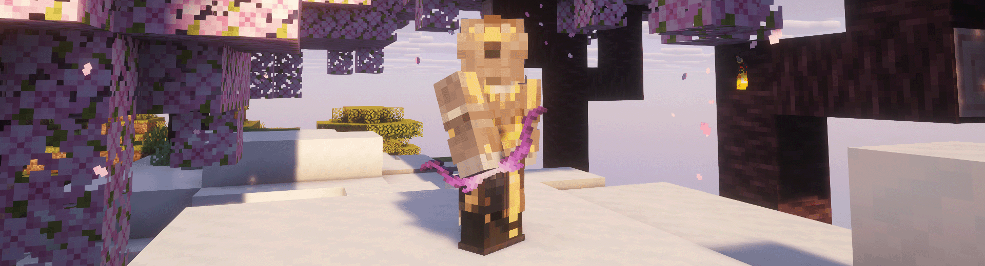 A player holding the Shadowshot Bow item