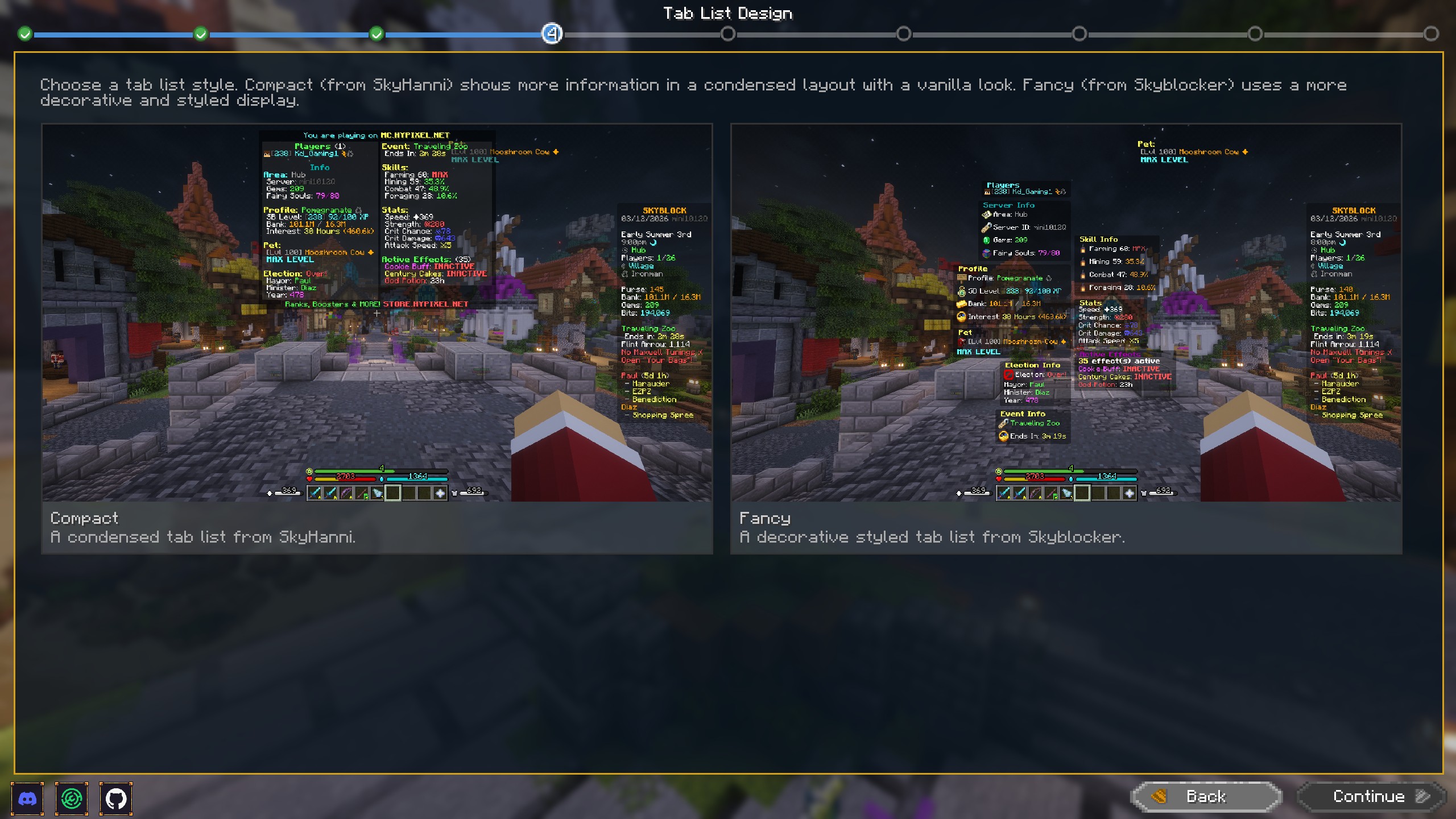 Wizard tab list design page
