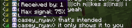 Hovering on the indicator at 75% strength
