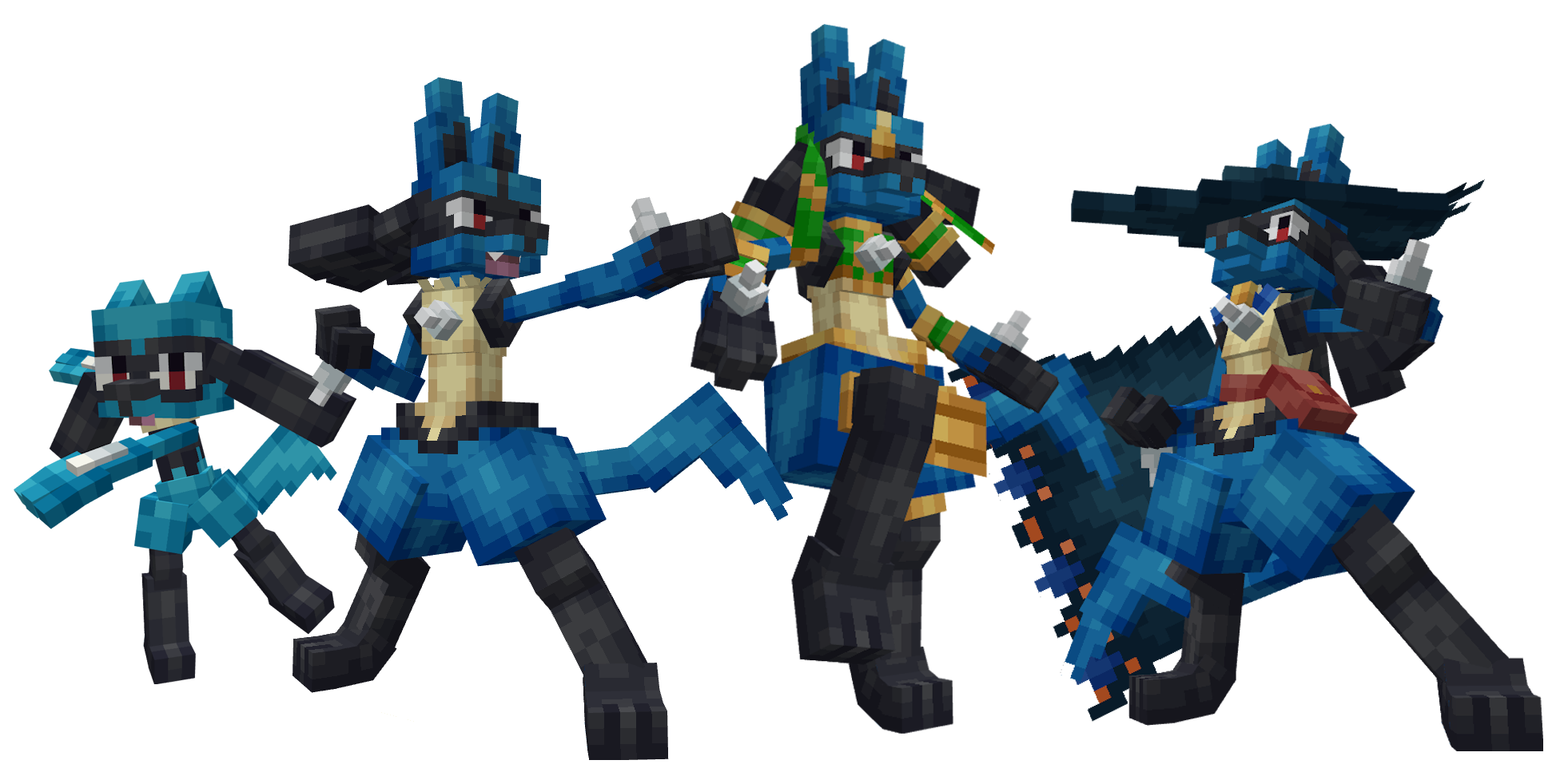 Lucario in a row (Riolu, too!)