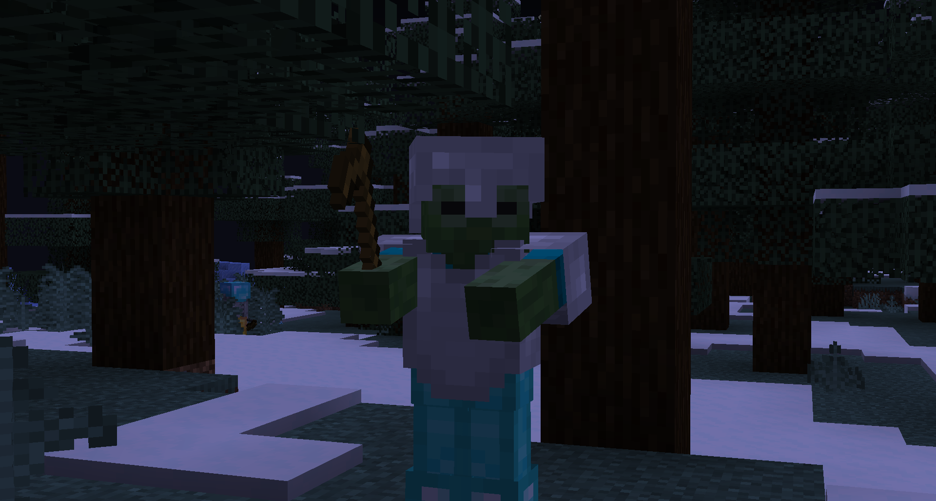 A zombie wearing a mixture of armor