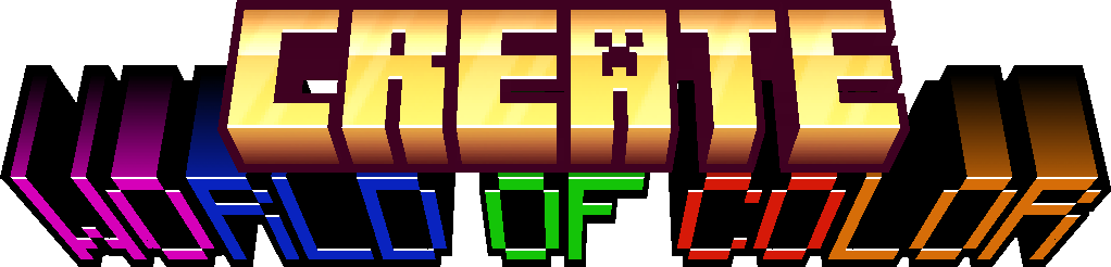 Minecraft logo style, reading CREATE on the top line and WORLD OF COLOR on the bottom