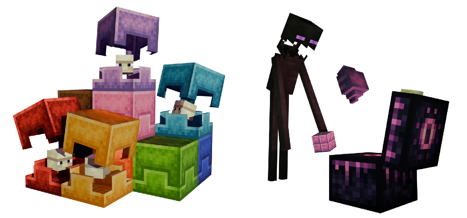 Renders of the new Shulker, Enderman, Endermite and Ender Chest textures.