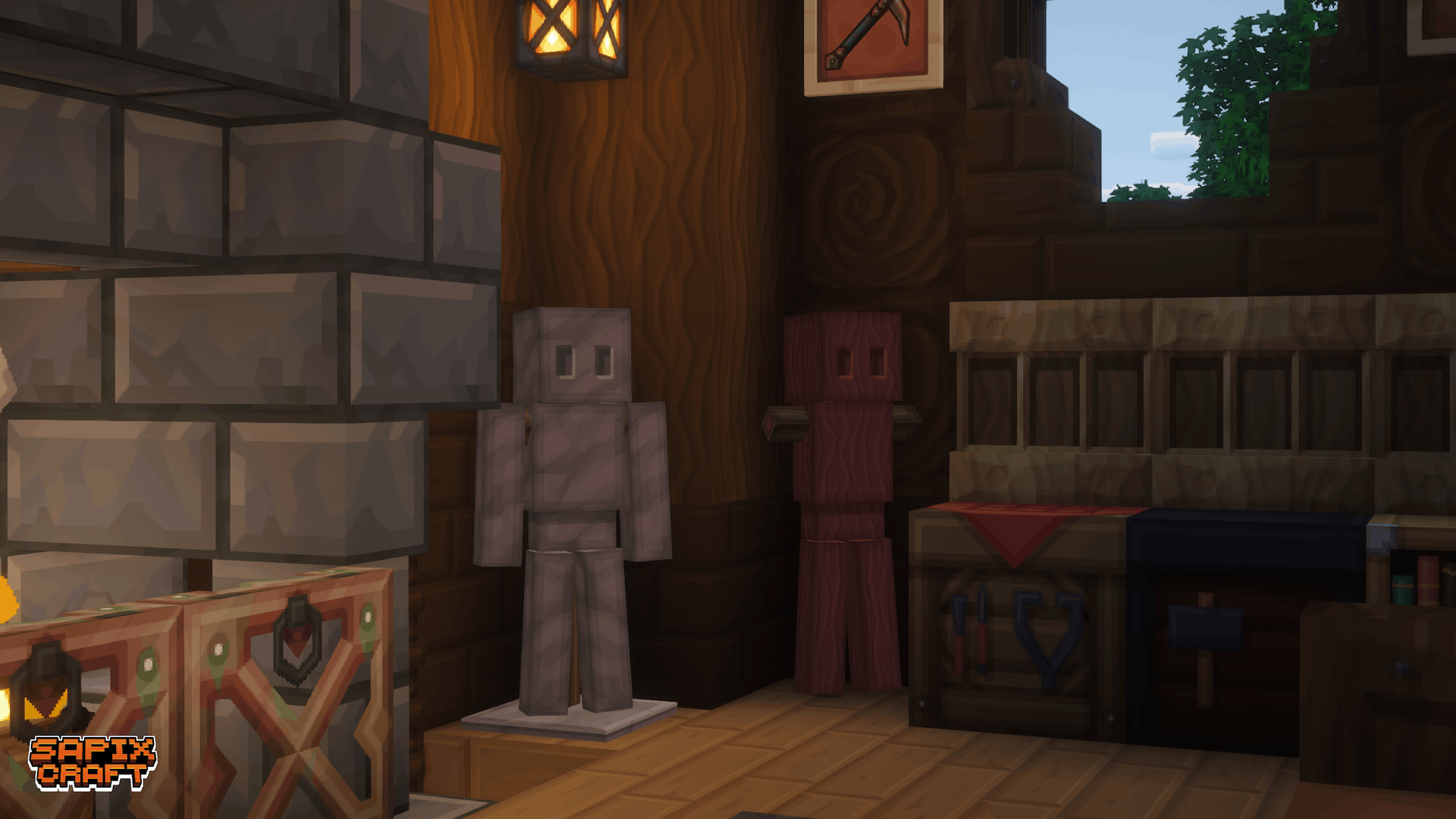 Fancy stands in a build — Sapixcraft add-on