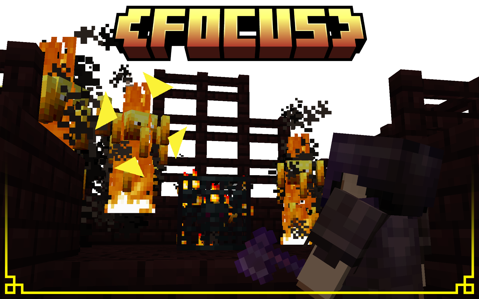 focus banner text, and a player using the z-targeting on a blaze