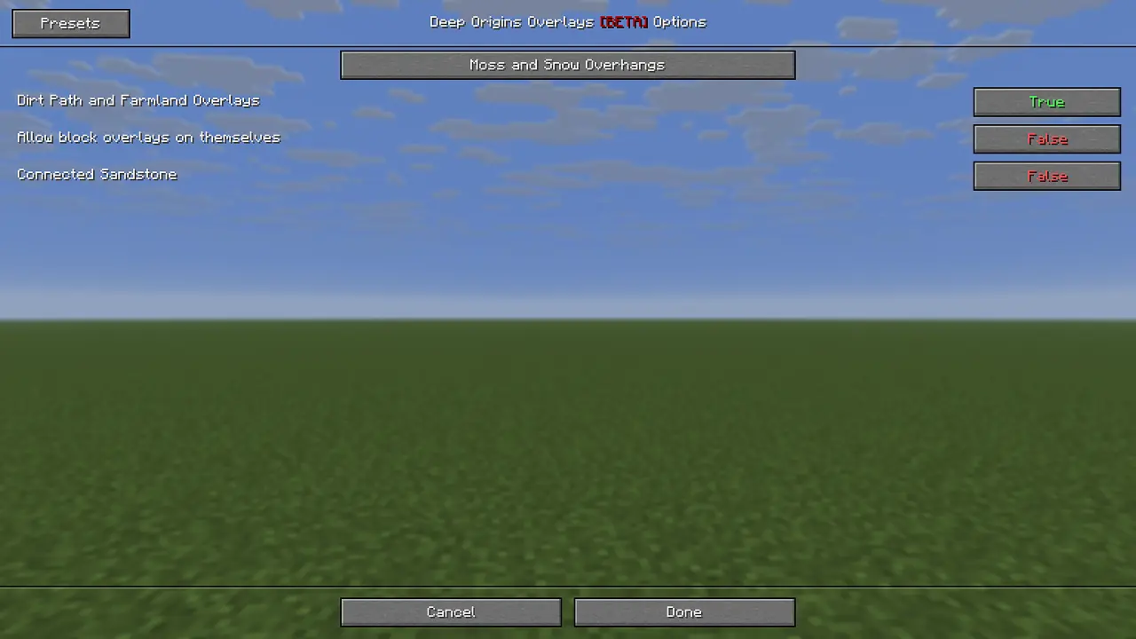 Deep Origins Overlays Options