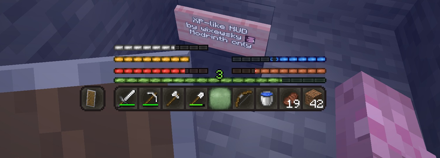 Example with a rounded version showing hotbar, health, food, absorption, oxygen and protection