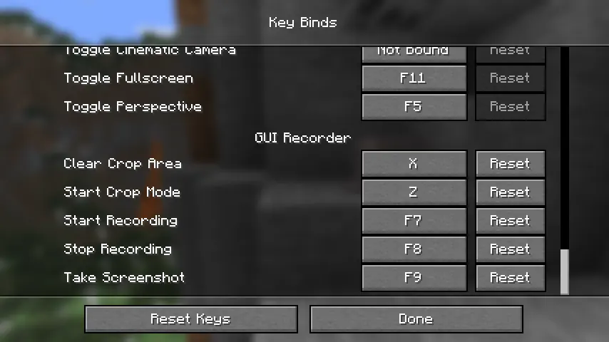 Mod also has some key binds