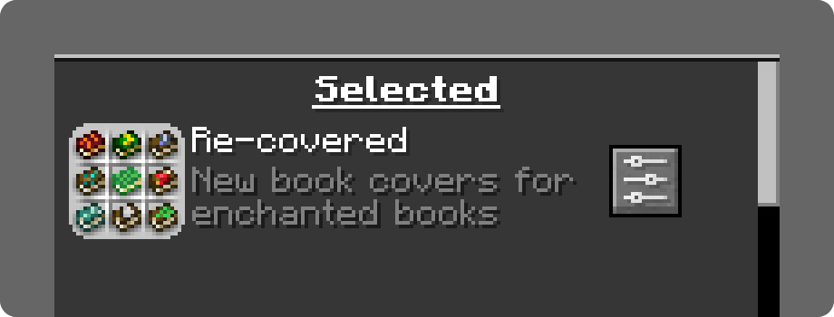 Re-covered with a settings button shown in the in-game resource packs menu