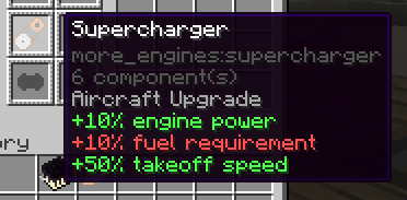 Supercharger upgrade, increasing engine power, takeoff speed and fuel requirement.