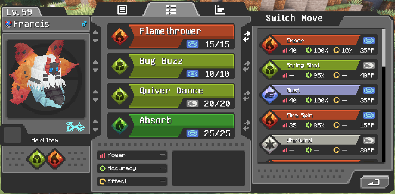 Example of new icons in the party summary