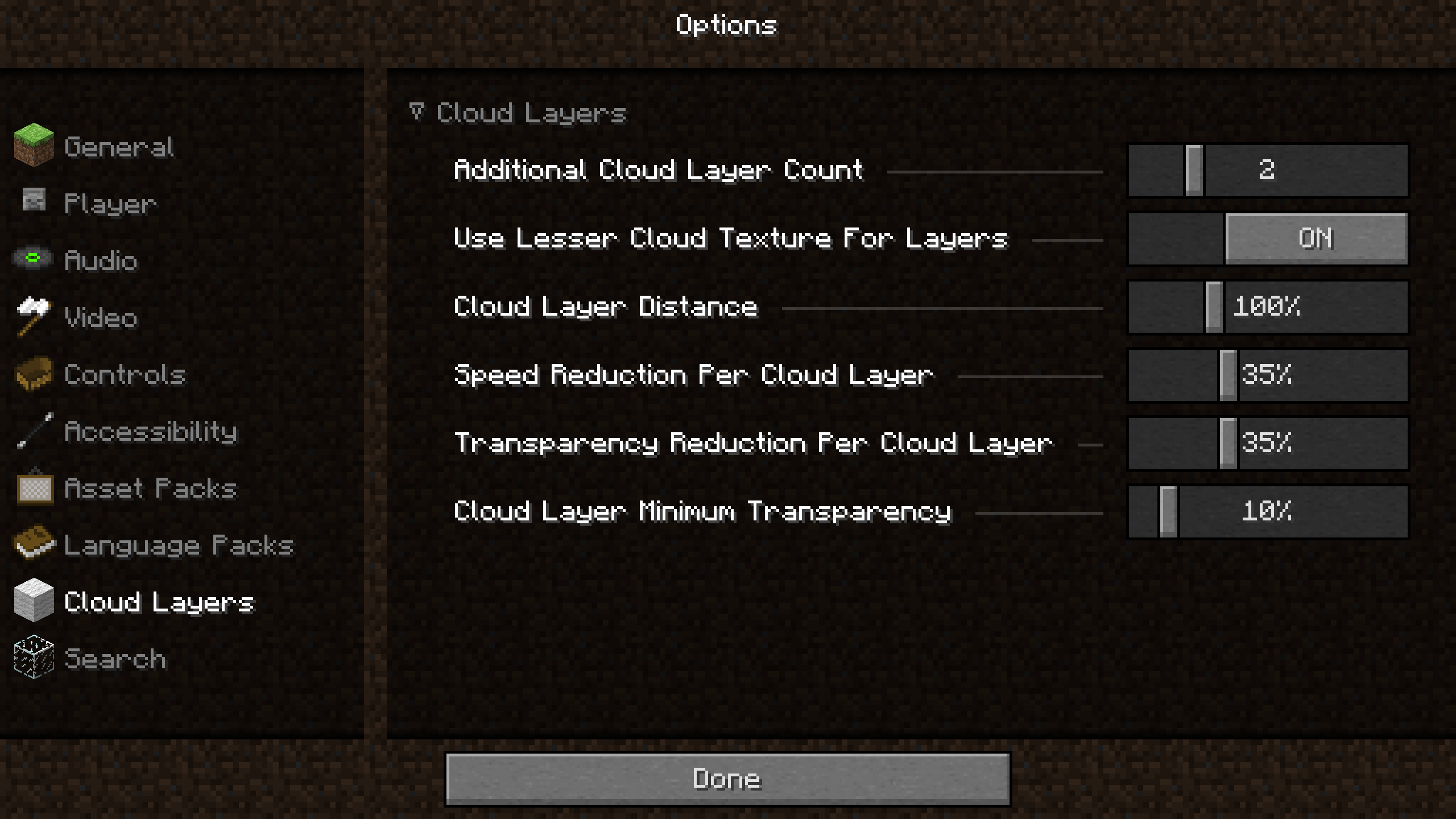 An image showcasing the new options page for adjusting cloud layers.
