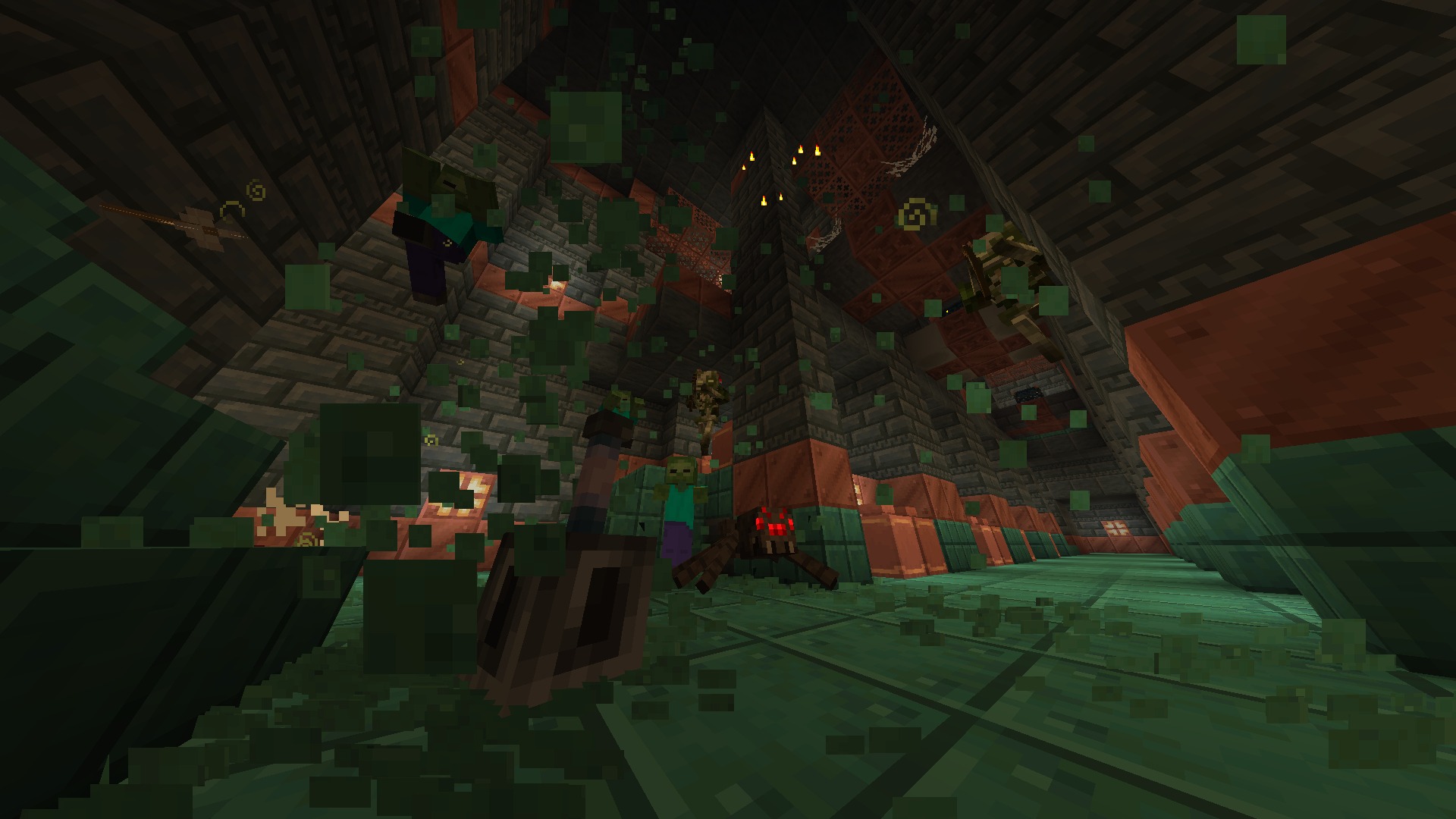 A thrown mace smashes the ground, knocking back a group of enemies.