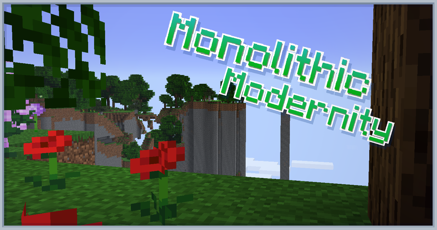 Image of a monolith top with a poppy in focus, with "Monolithic Modernity" written over it.