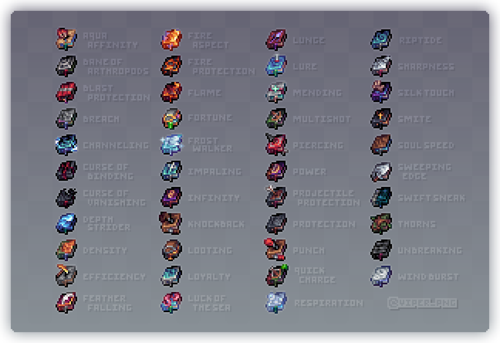 All enchanted books as of v3.0