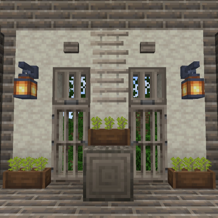 All blocks in the acacia wood set have been recolored to complement the gray of Supplementaries' ash bricks