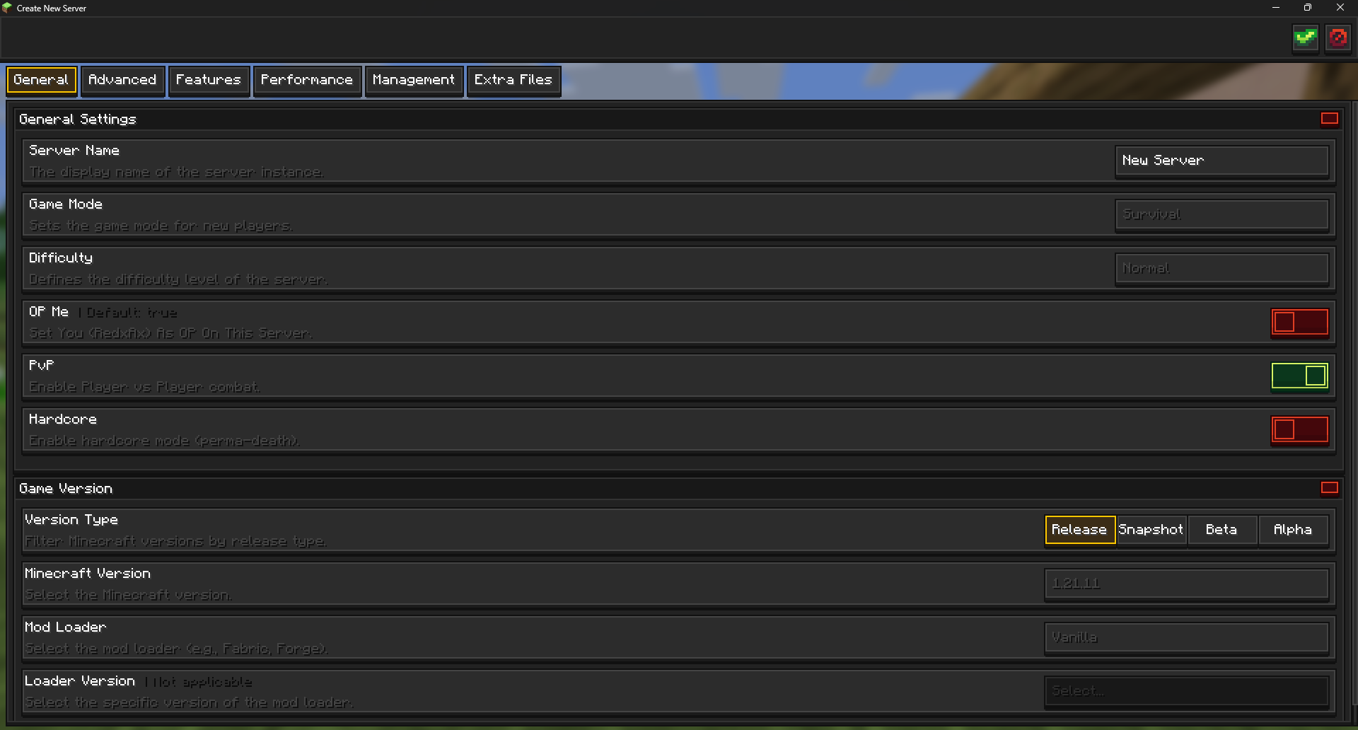 Configuration Screen