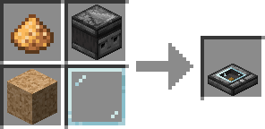 Badge Detector recipe : one glass pane, one glowstone dust, one corkboard block, one detector (shapeless)