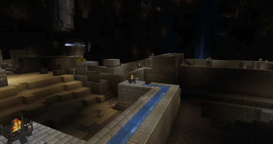 Another room of the Desert Temple. Showing sand that has piled up and created a slope to a higher floor,