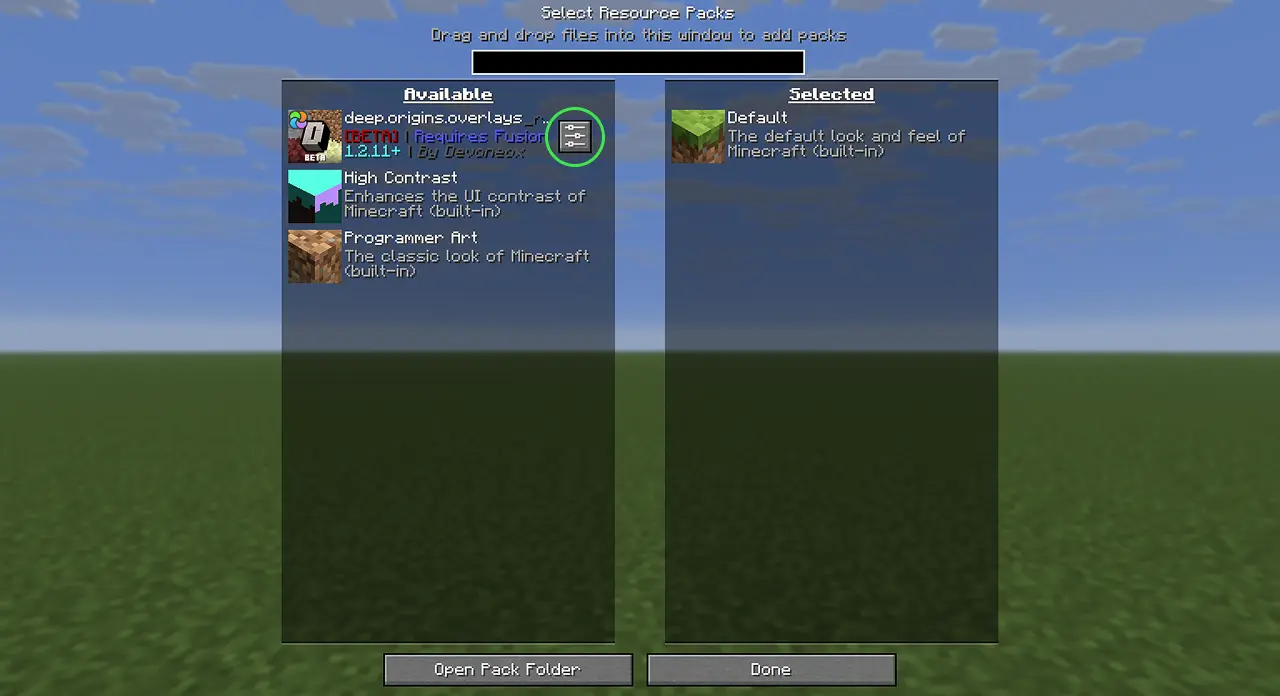 Resourcepack section in Minecraft