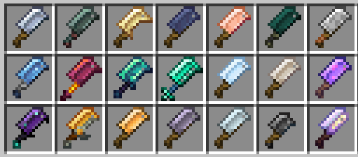 Selection of cleavers added by the mod