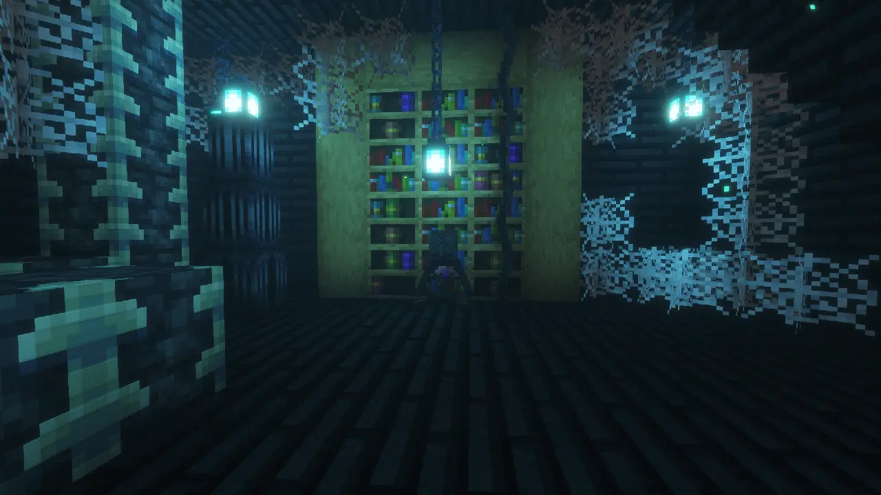 The lowest floor of the abandoned study, in which a skeleton lies with the cursed relic stuck in its chest