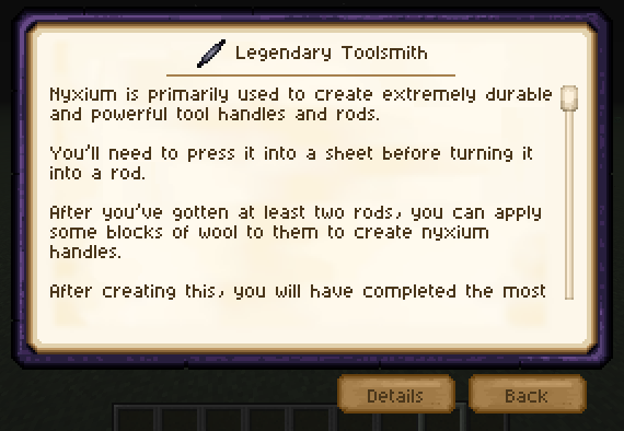 Example of a quest using the obsidian quest page