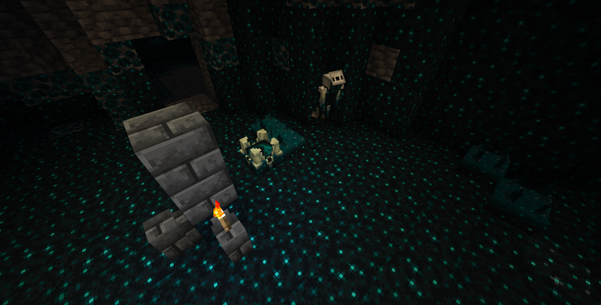Ancient ruins, defended by a Sculk Knight
