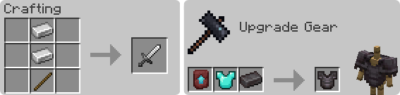 Iron Sword and Netherite Chestplate recipes