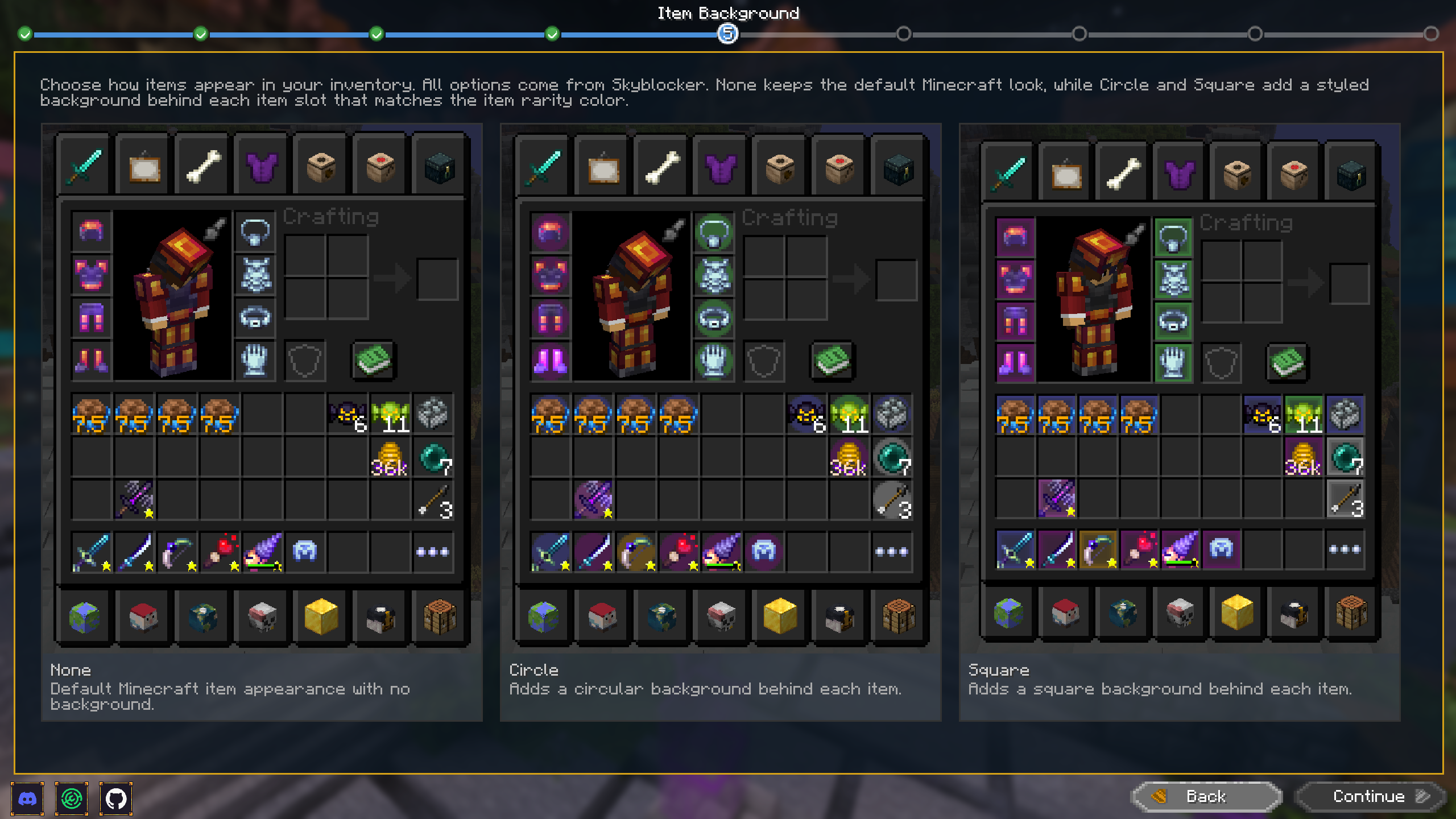 Wizard item background page