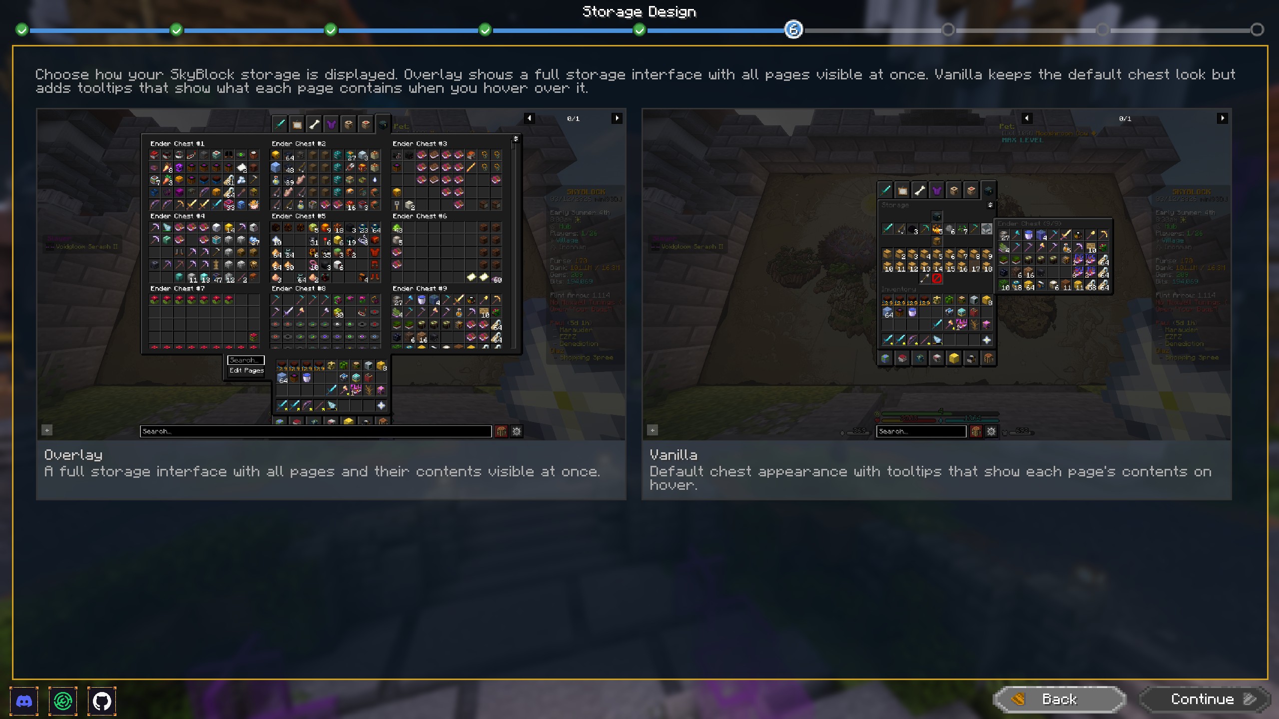 Wizard storage design page