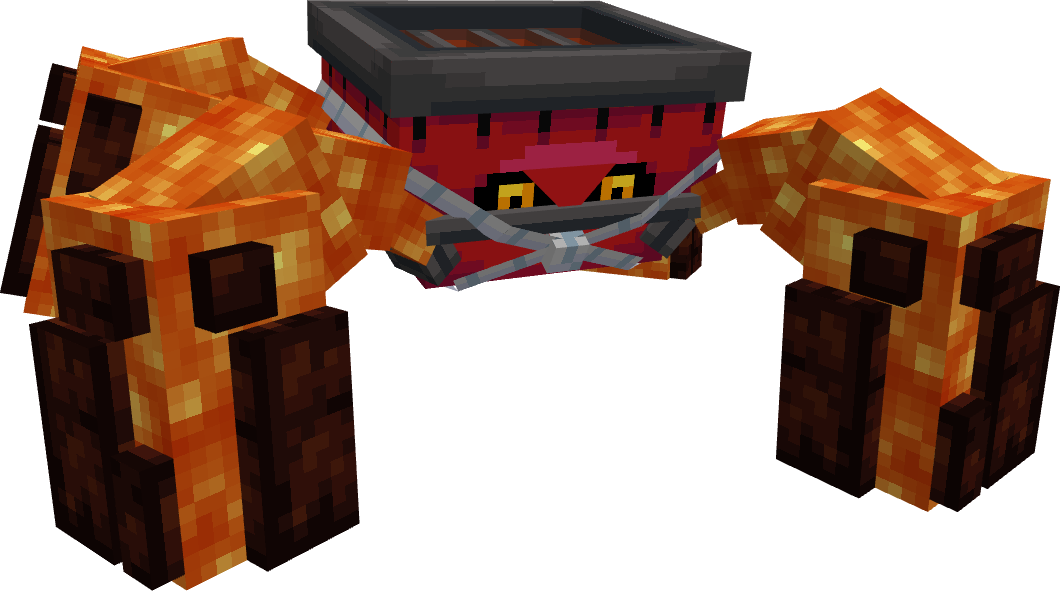 A grill that has four lava legs, resembles metagross
