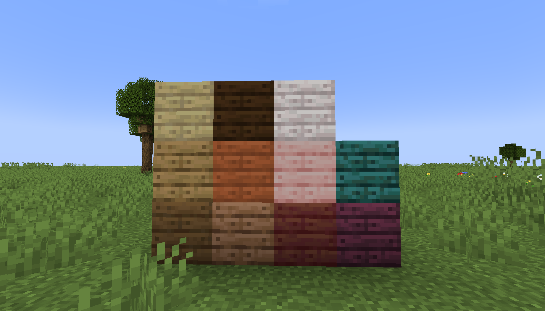 all 11 vanilla woodsets that use the standard plank texture.