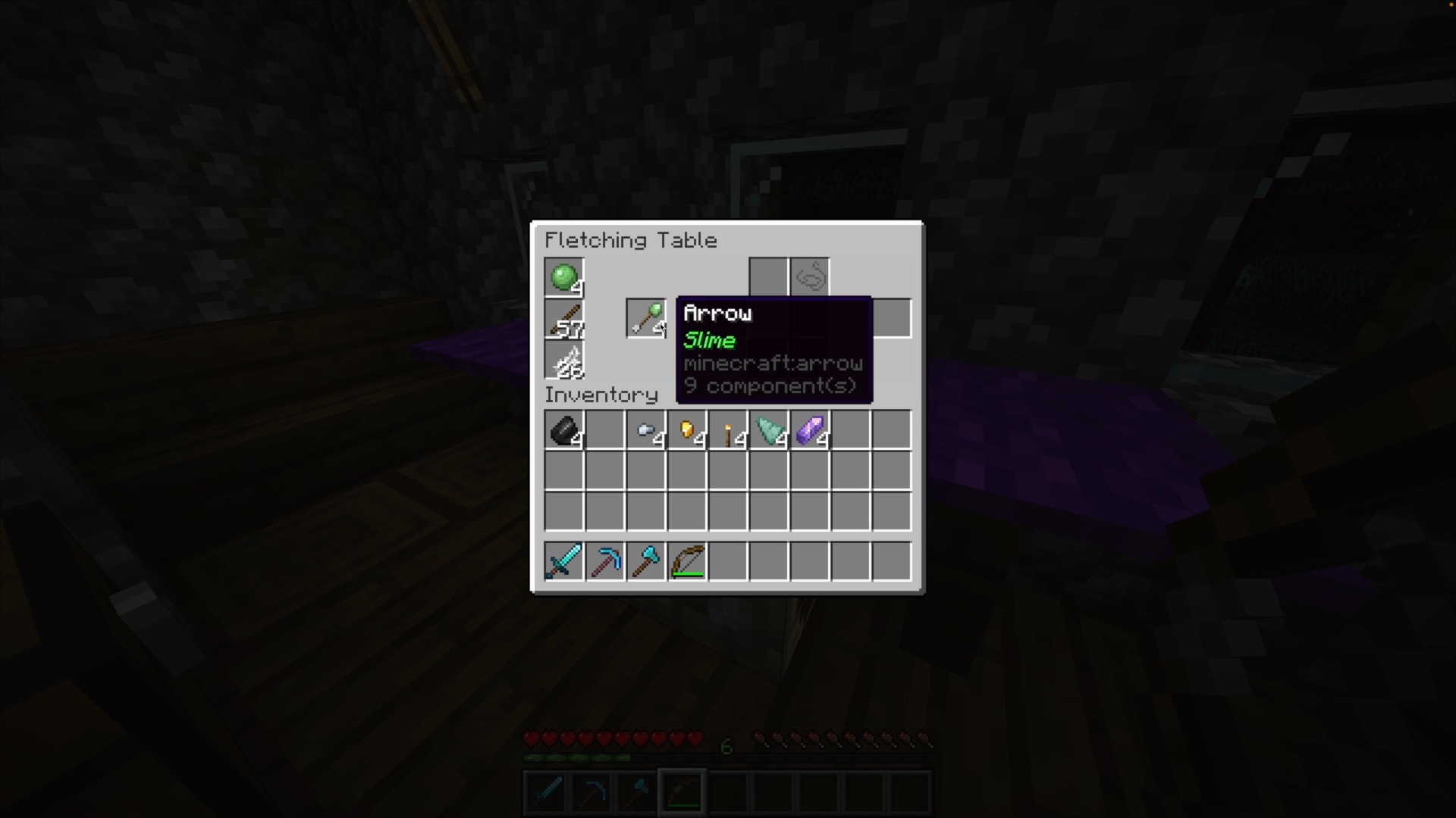 Crafting recipe for a slime arrow