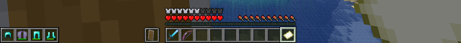Showcase of the armor HUD beside the hotbar