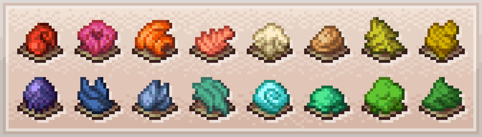 An image showing all the new dye depot dye textures.