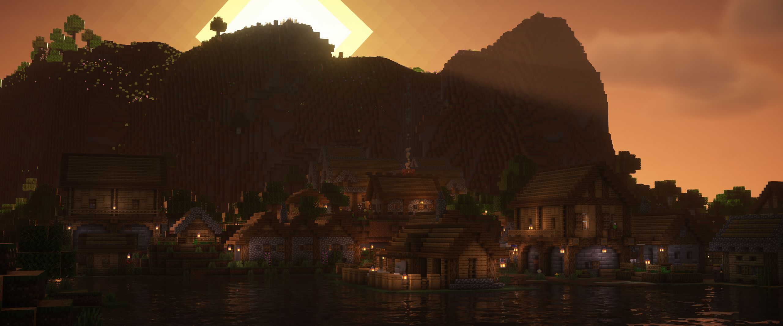 Village at sunset