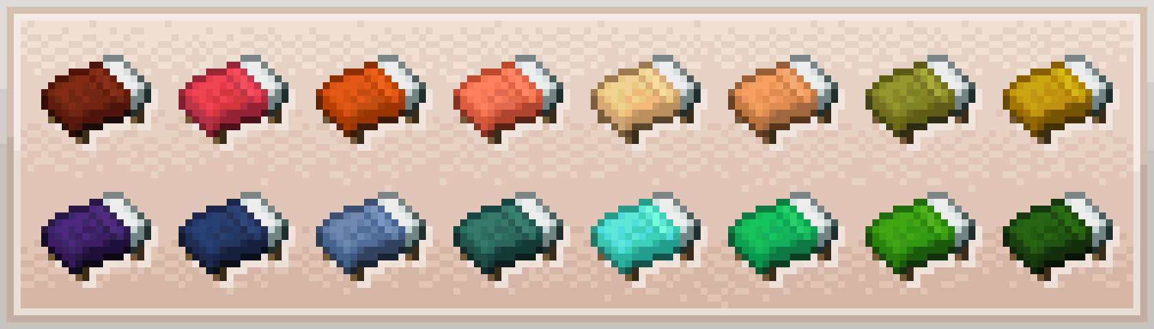 An image showing all the new dye depot bed textures.