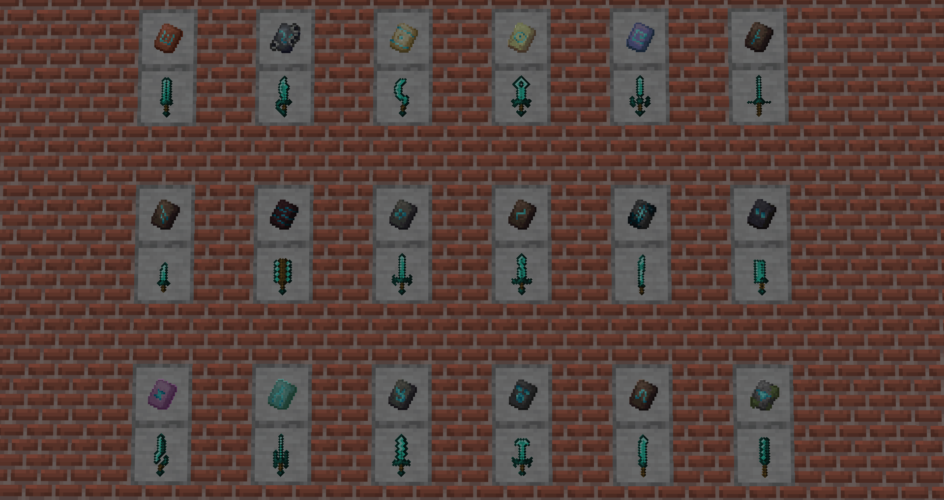 Grid showcasing each trim variant on diamond swords.