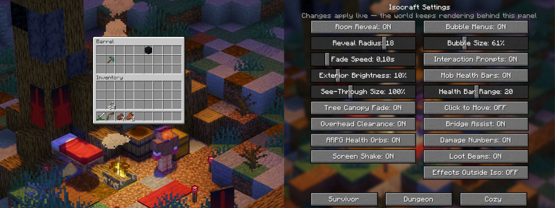 Bubble Menus and Settings