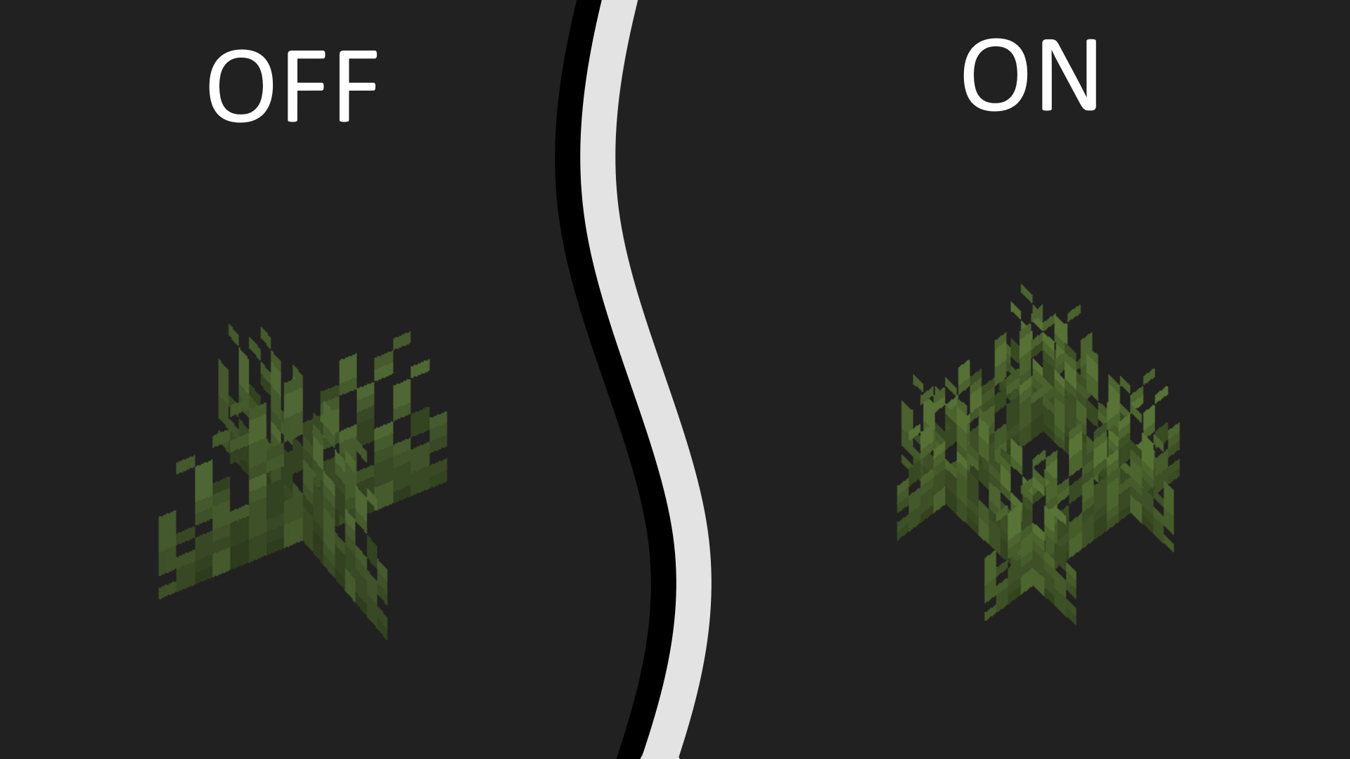 A comparison of the resource pack with vanilla Minecraft.