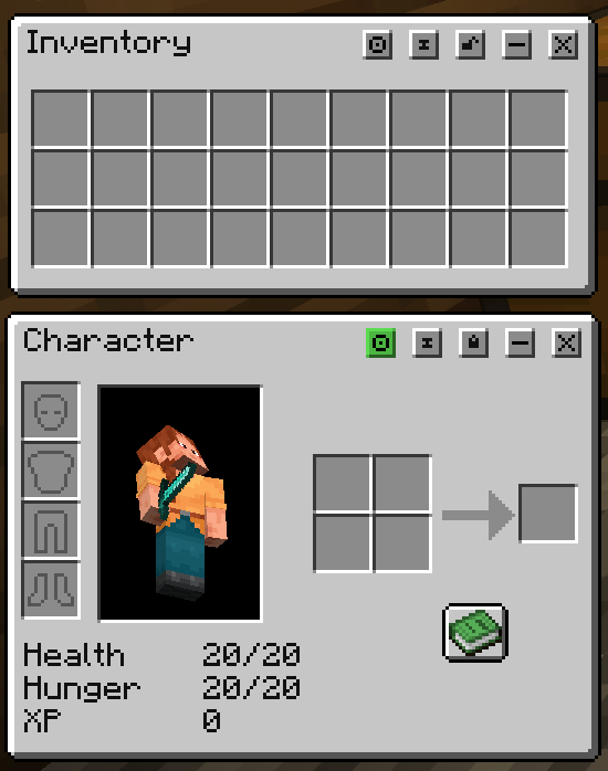 Character window and Inventory window