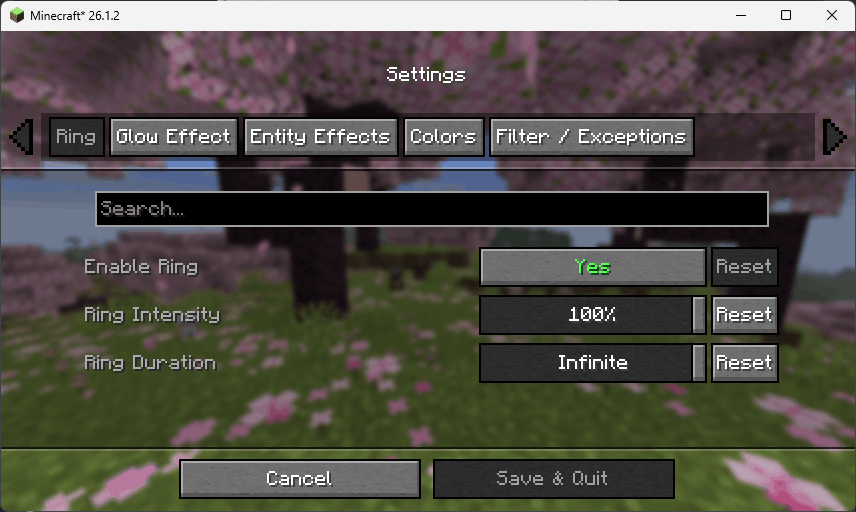 Settings screen