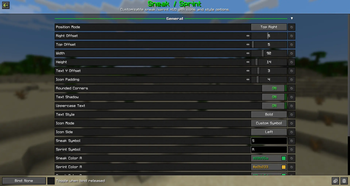 Sneak / Sprint settings