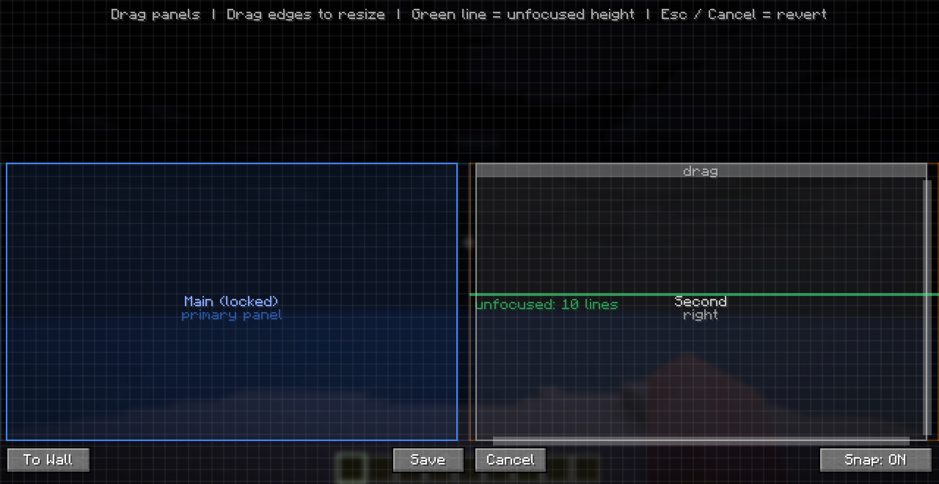 Panel layout screenshot