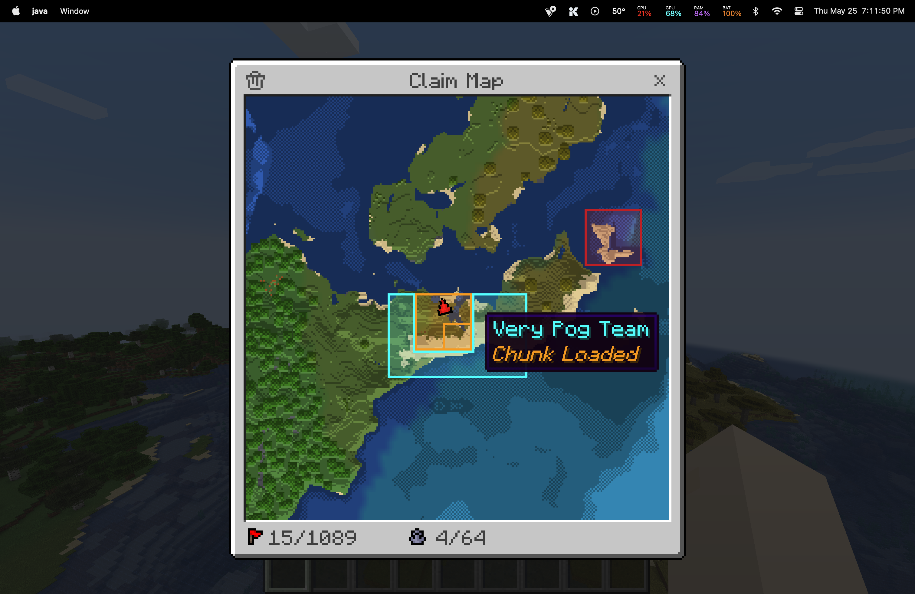 Very pog team claim shown on map