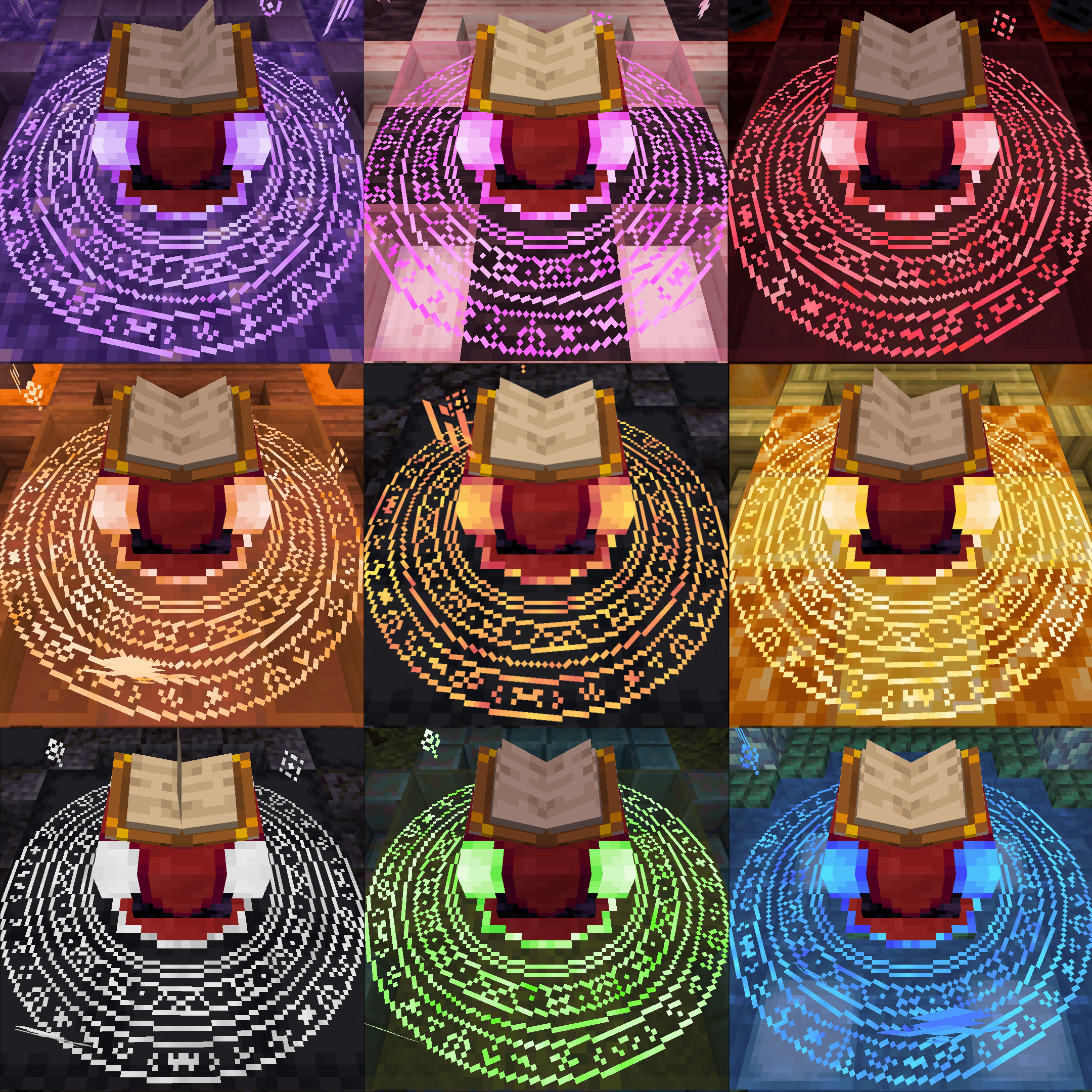 Color variants Purple, Pink, Red, Orange, Flame, Gold, White, Green, Water