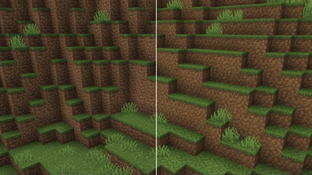Grass Block, Dirt and Short Grass comparison