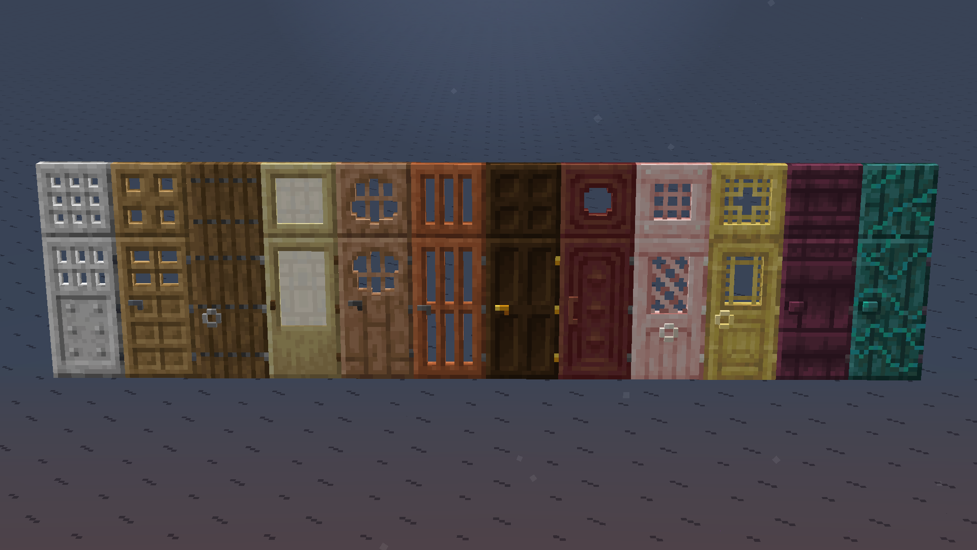 A screenshot showing most of the doors and trapdoors in this pack