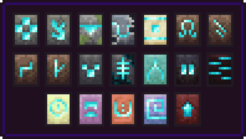 Lineup of all vanilla smithing templates.